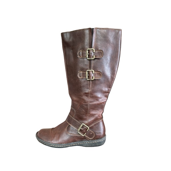 Born‎ B.O.C Women’s Barbana WM Boots  Dark Brown Leather Boots Wide Calf Sz 7.5M - Picture 1 of 11